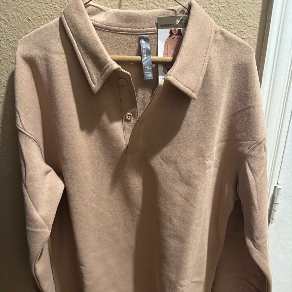 NEW Womens Mondetta Collared Long Sleeve Fleece Pullover